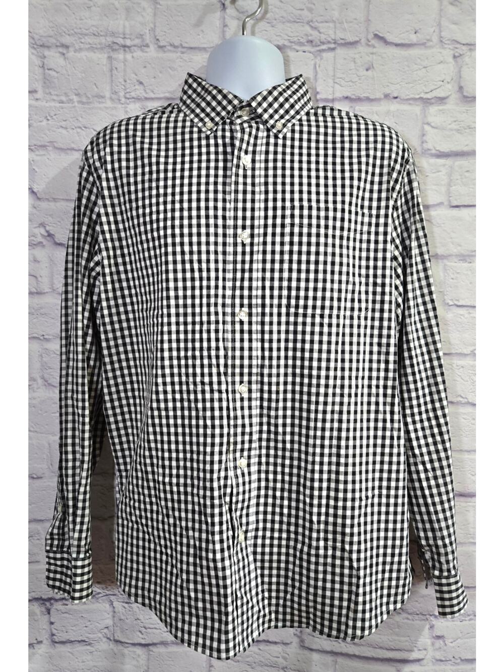 Savane Black Plaid Long Sleeves Button Up Men's Shirt Large Lightweight